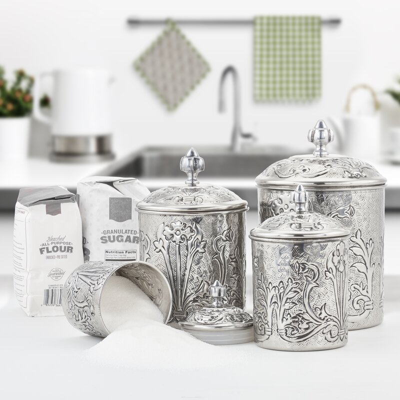 Beautiful Canisters Sets for the Kitchen Counter,4-Piece Stainless